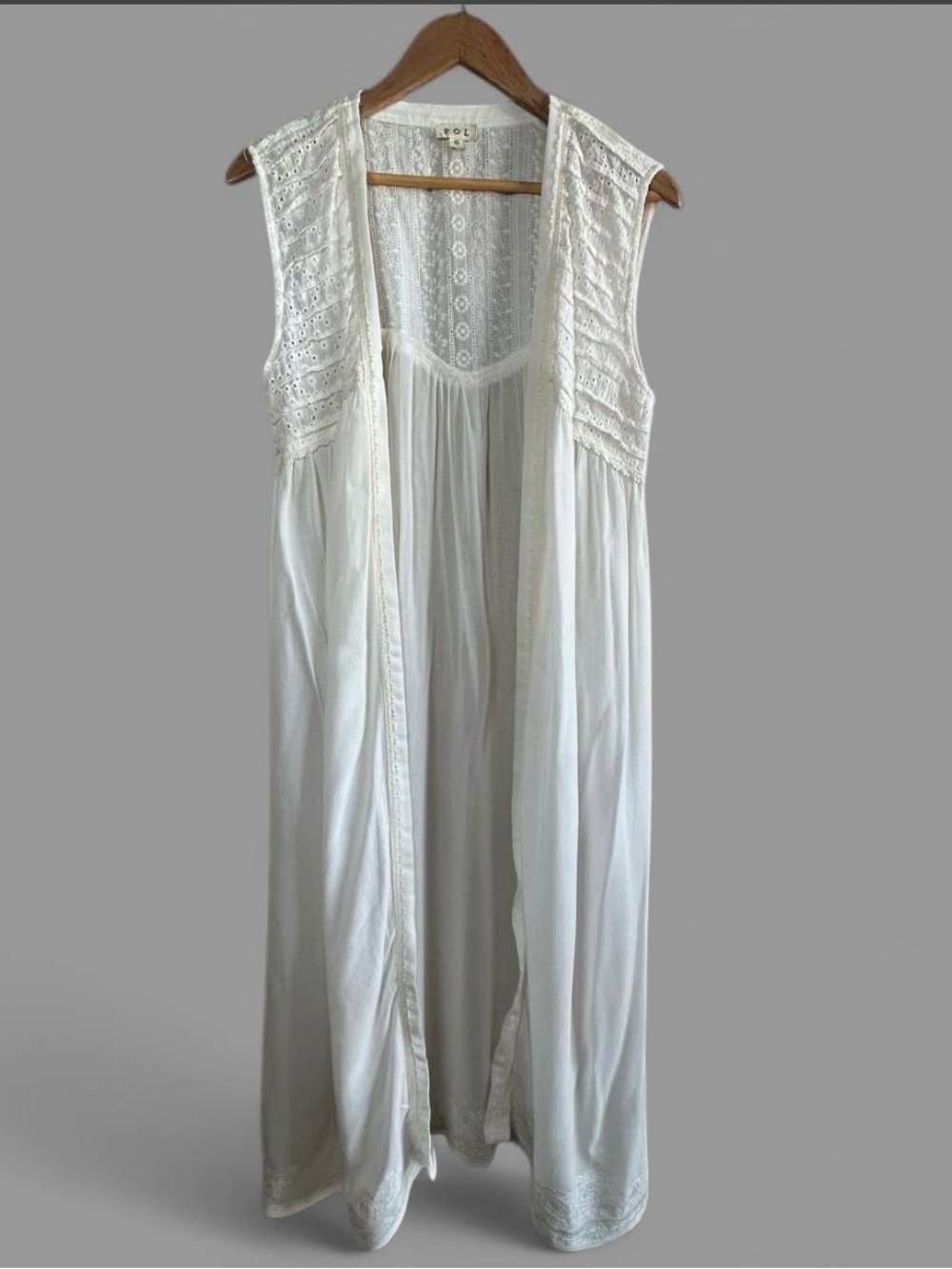 POL Sleeveless Women’s Duster Ivory Size Coastal Cowgirl Prairie Boho